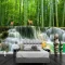 Custom Any Size Mural Wallpaper Bamboo Forest Waterfall 3D Scenery Wall Painting