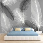 Nordic Style Black And White Feather Mural Wallpaper 3D Abstract Art - Image 5