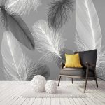 Nordic Style Black And White Feather Mural Wallpaper 3D Abstract Art - Image 3